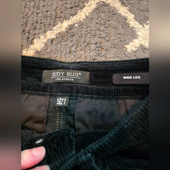 Judy Blue Corduroy Pants Women Sz 5/27 Wide Leg High Rise Emerald Green Stretch - Picture 11 of 12